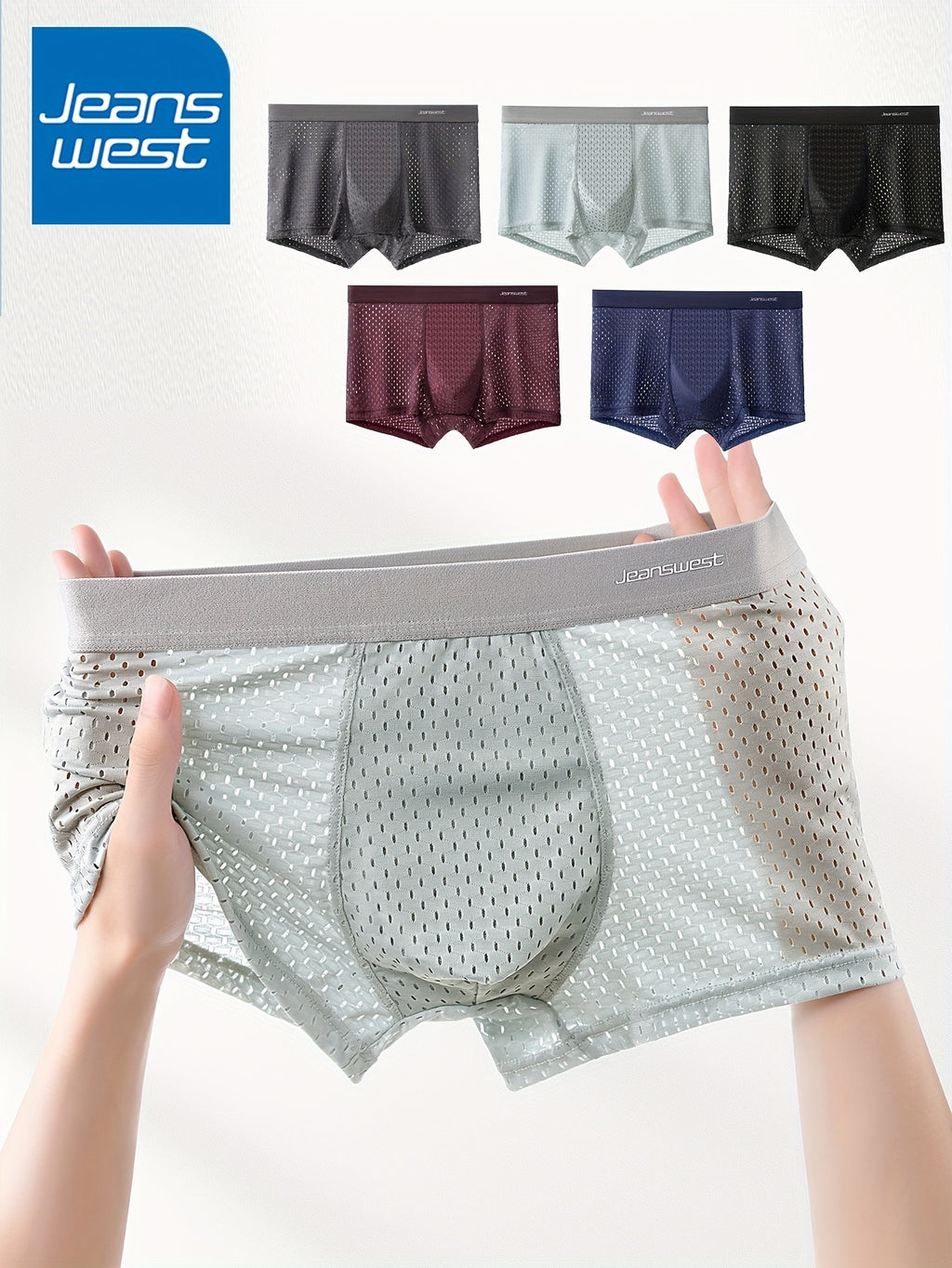 Boxer respirant microfibre homme — lot de 5, uni, assortiment S