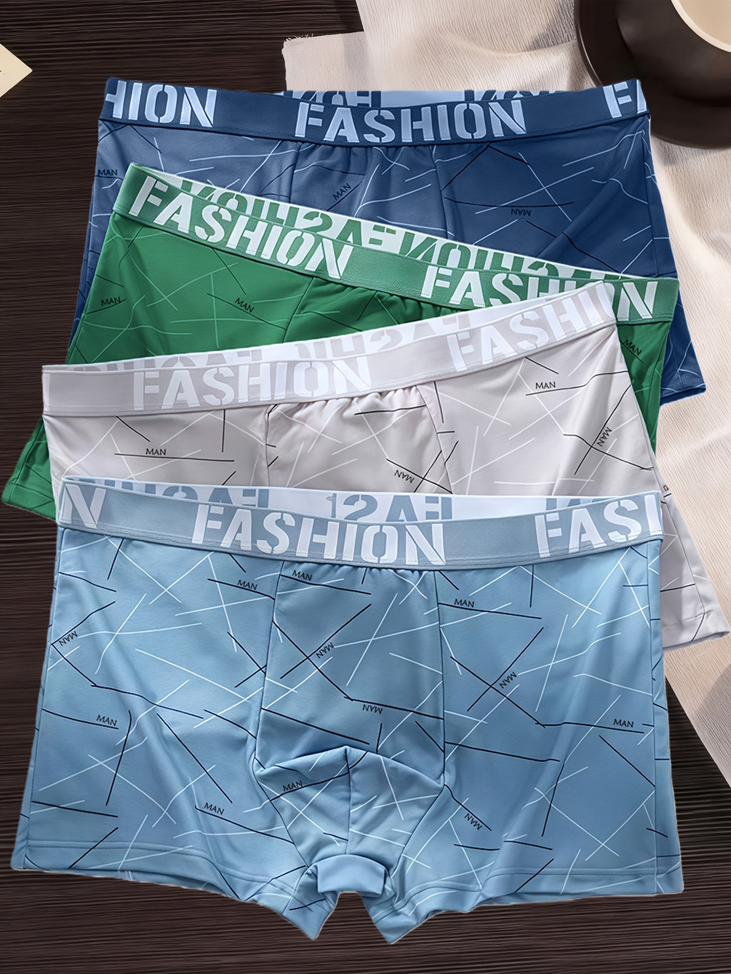 Boxer microfibre homme — lot de 6, géométrique, du XS au XL (modèle 2)