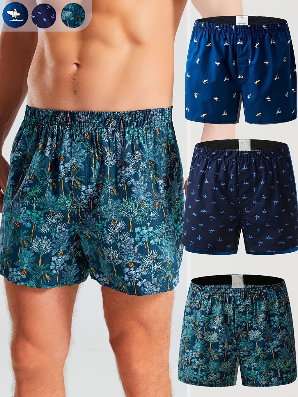Boxer large respirant coton homme — lot de 3, assortiment S