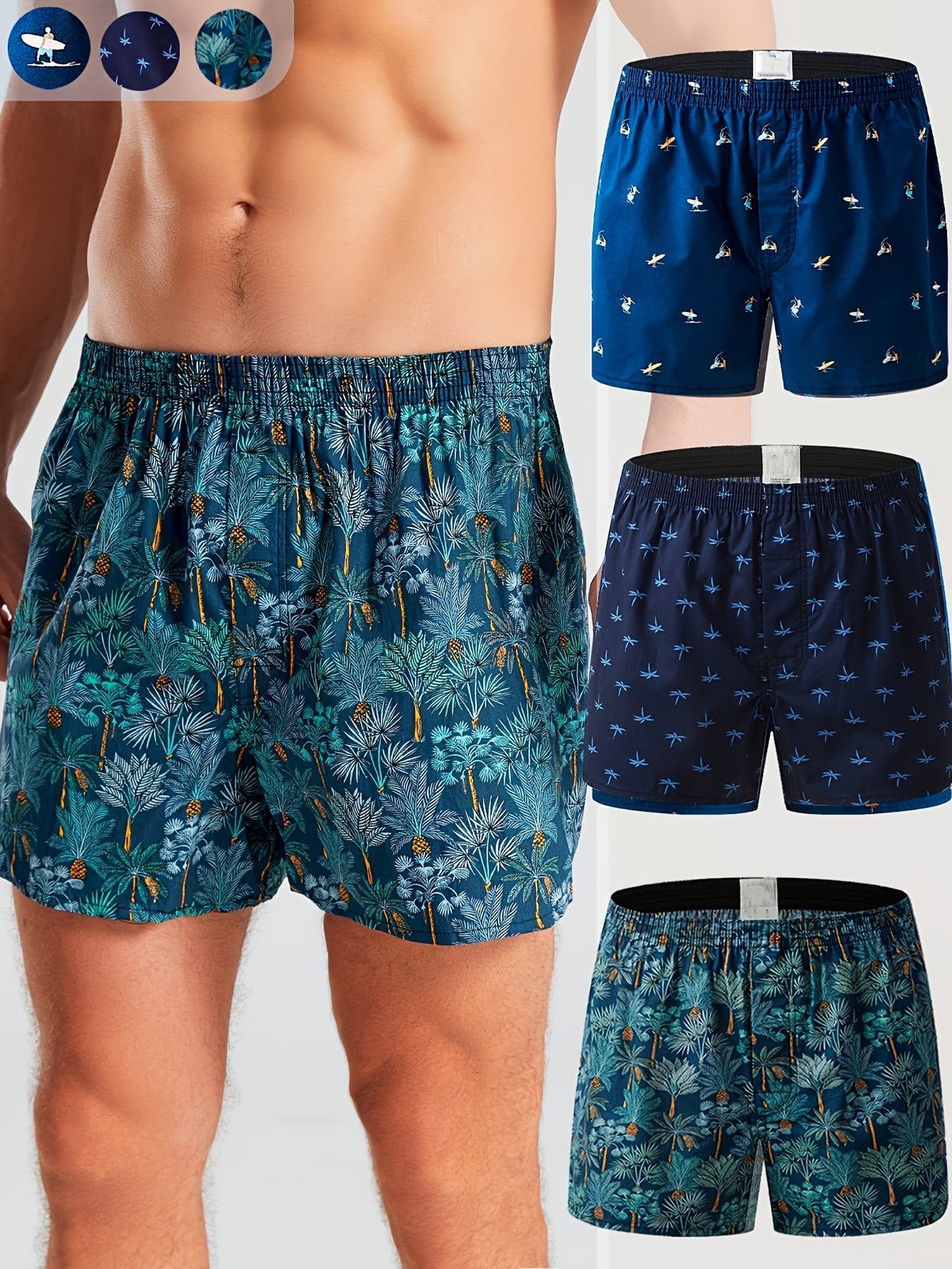 Boxer large respirant coton homme — lot de 3, assortiment S