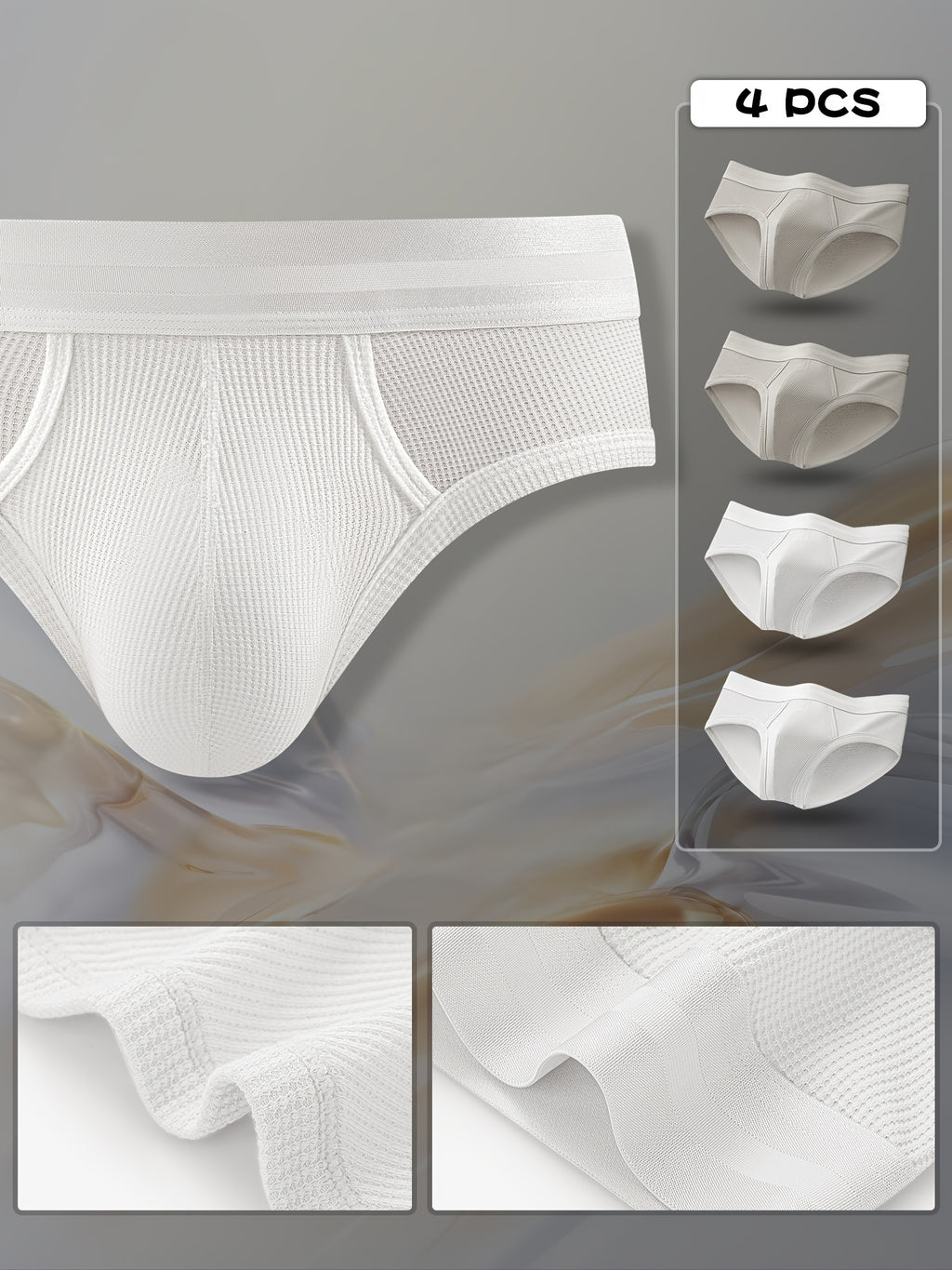 Slip respirant bambou homme — lot de 4, uni, assortiment A