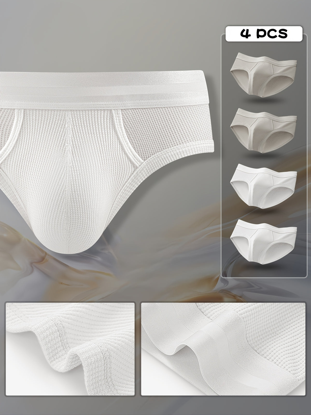 Slip respirant bambou homme — lot de 4, uni, assortiment A