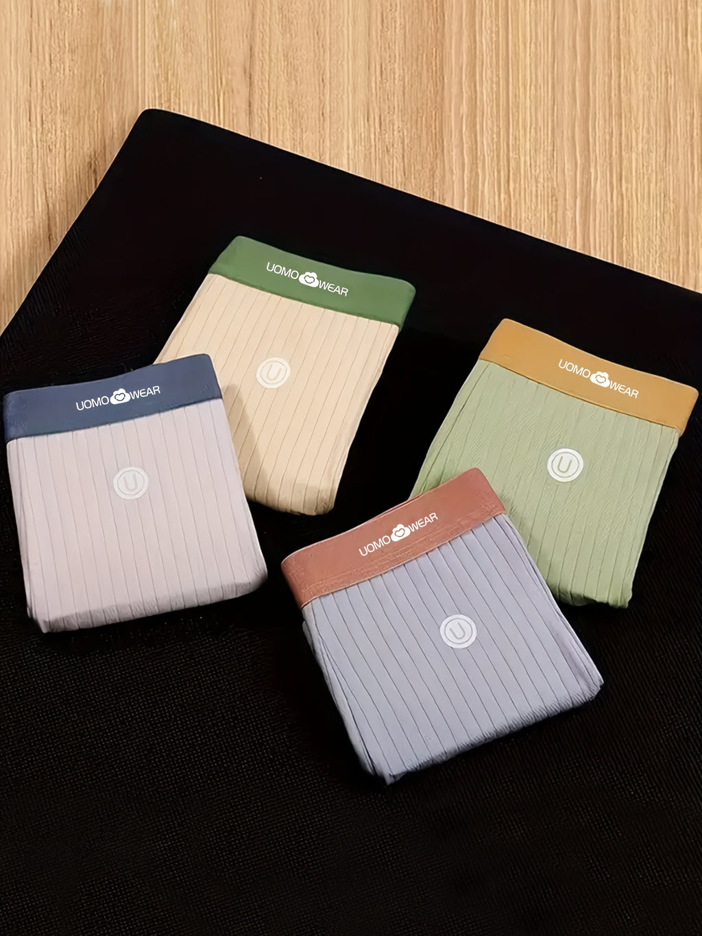 Boxer respirant coton homme — lot de 4, rayé
