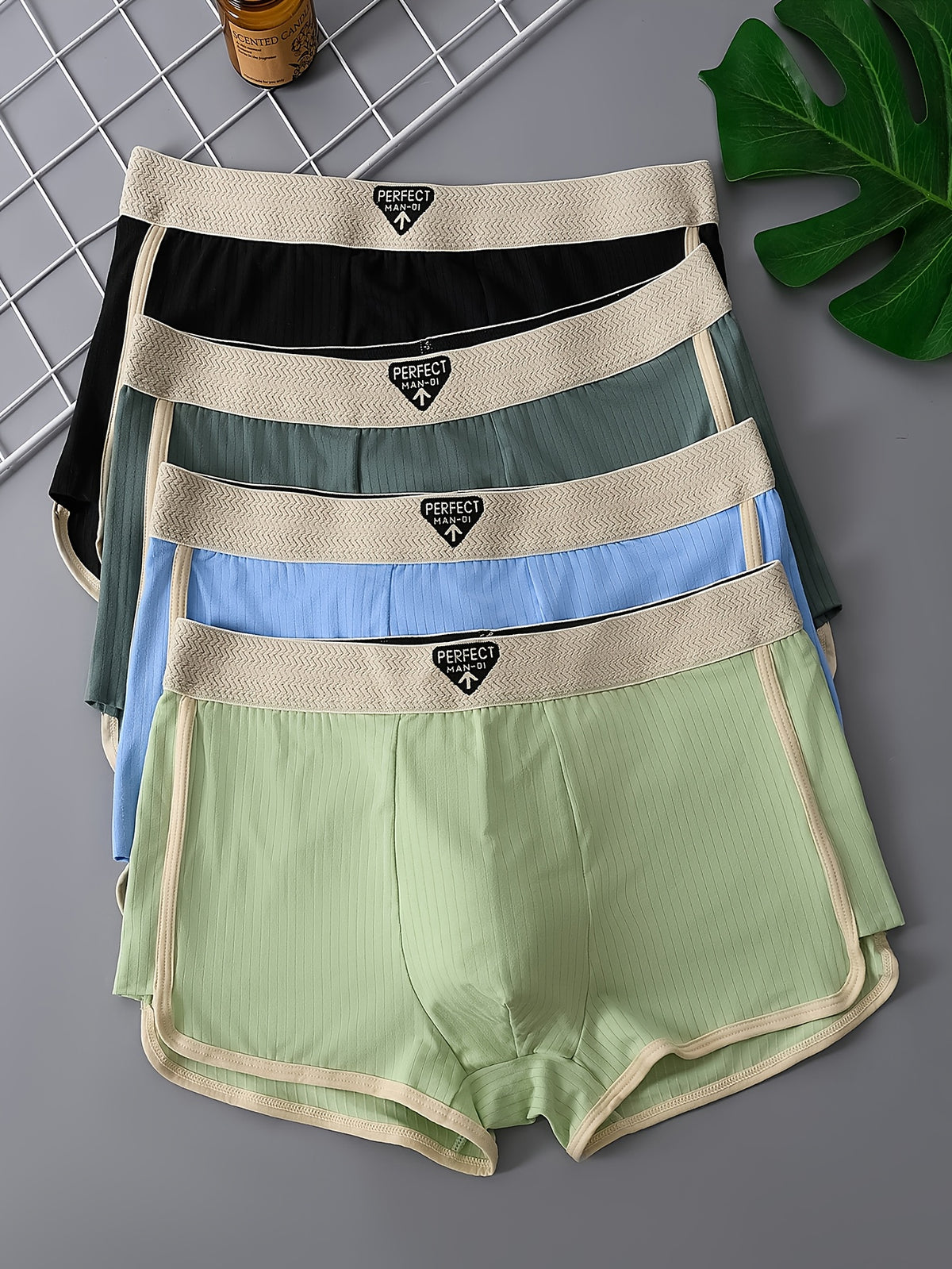 Boxer microfibre homme — lot de 4, uni, assortiment S