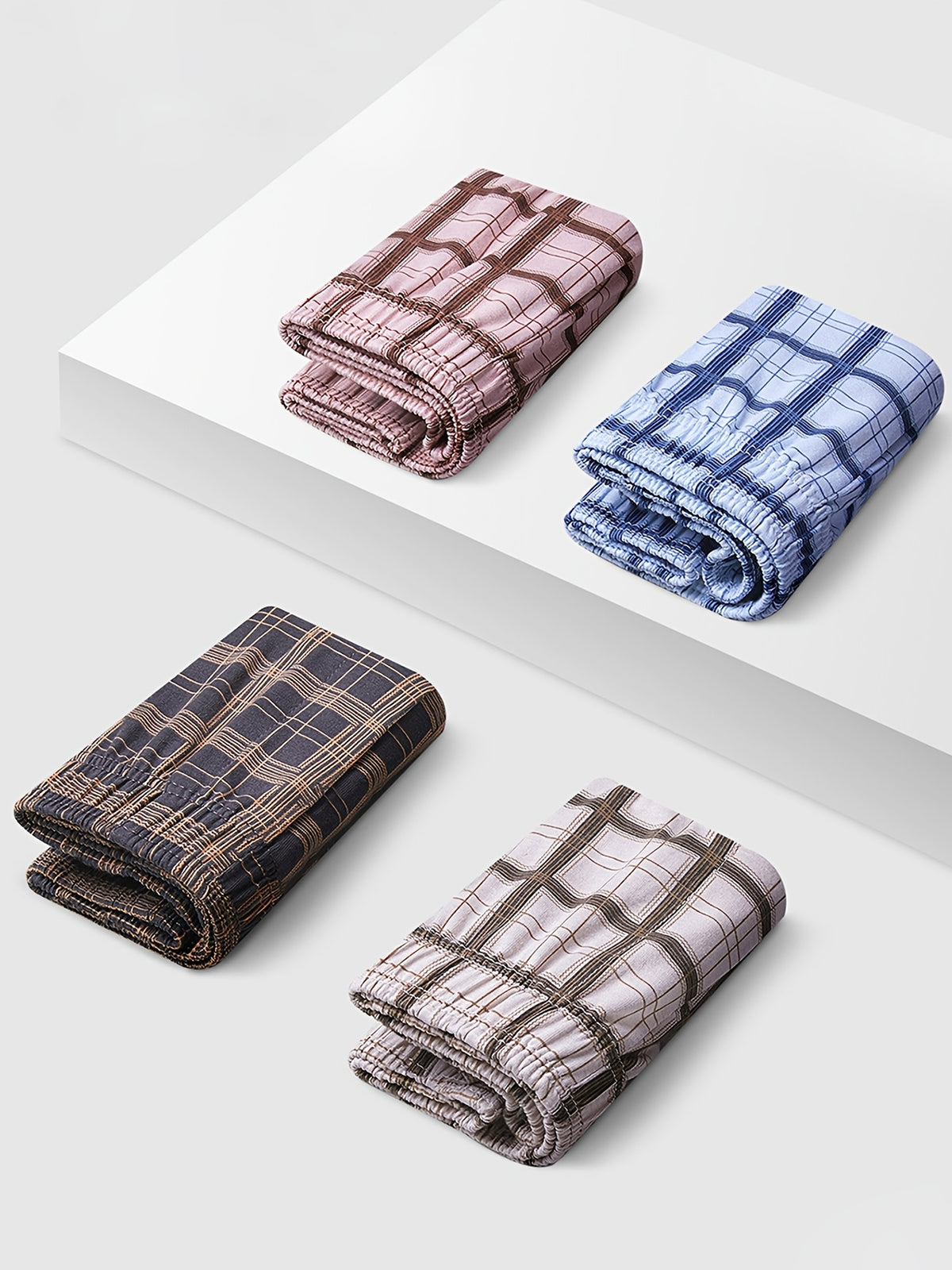 Boxer large respirant microfibre homme — lot de 5, à carreaux