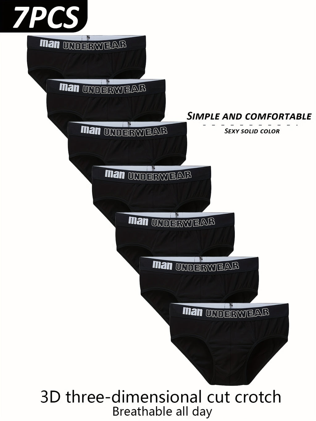 Slip coton homme — lot de 7, noir, 5 % d'élasthanne