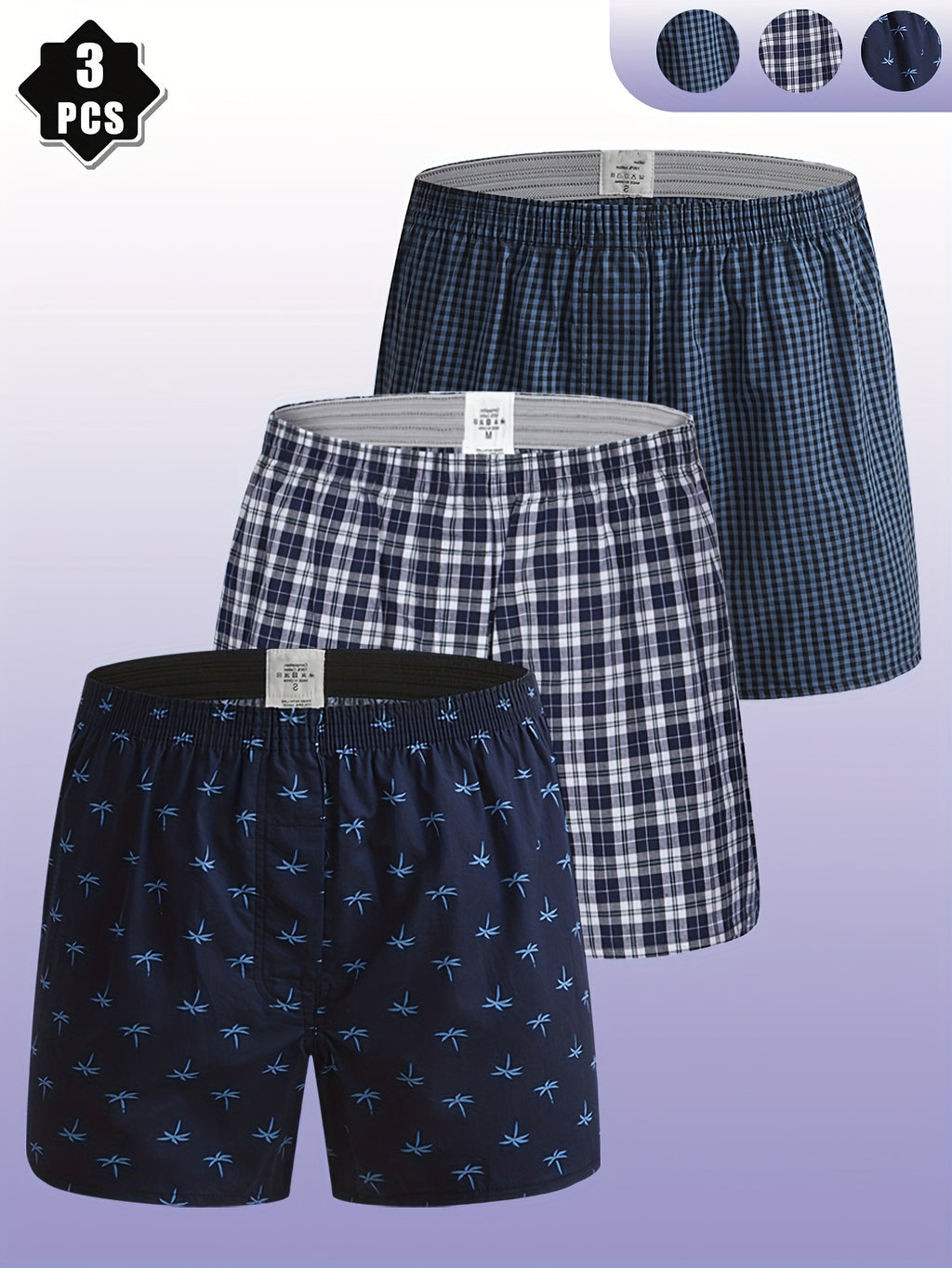 Boxer large de sport coton homme — lot de 3