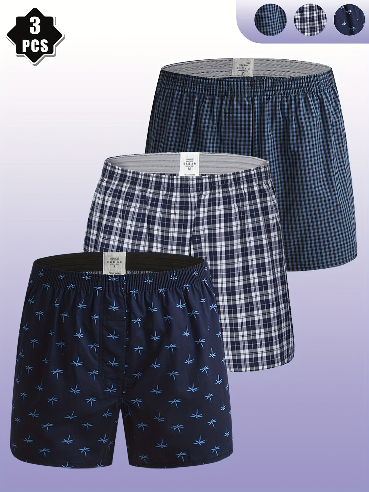 Boxer large de sport coton homme — lot de 3