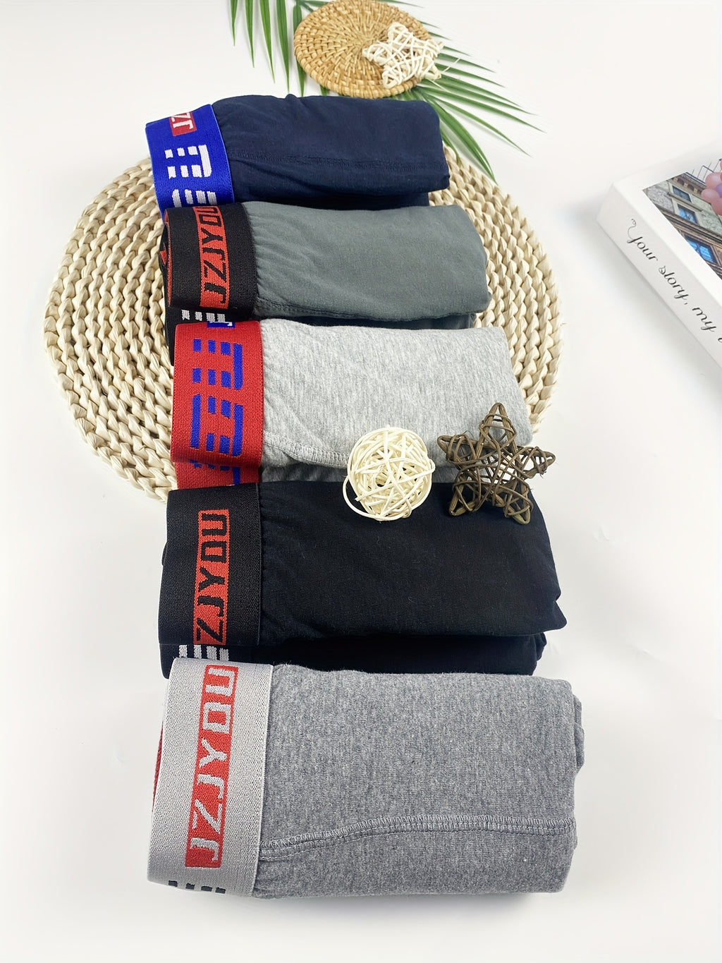 Boxer long grande taille coton homme — lot de 5, uni