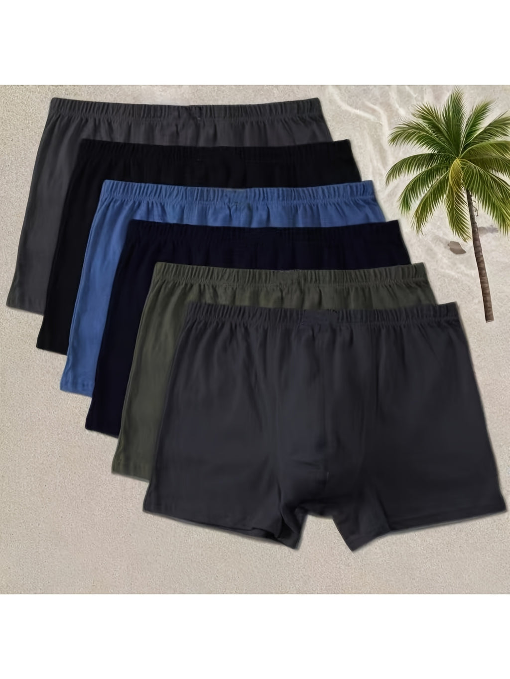 Boxer taille haute large coton homme — lot de 6, uni