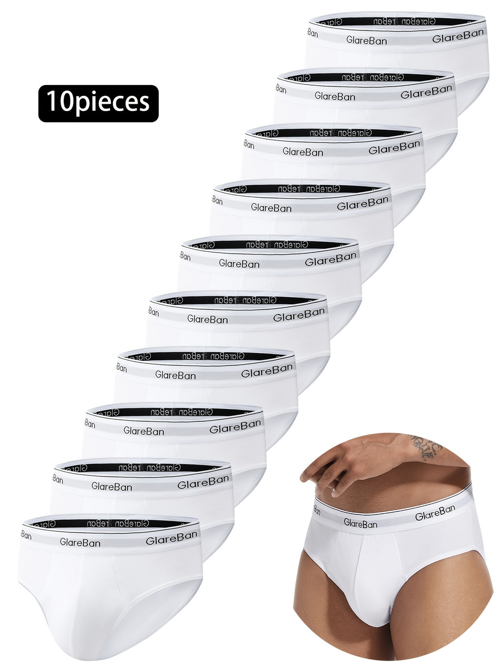 Slip coton homme — lot de 10, uni, du S au XXL