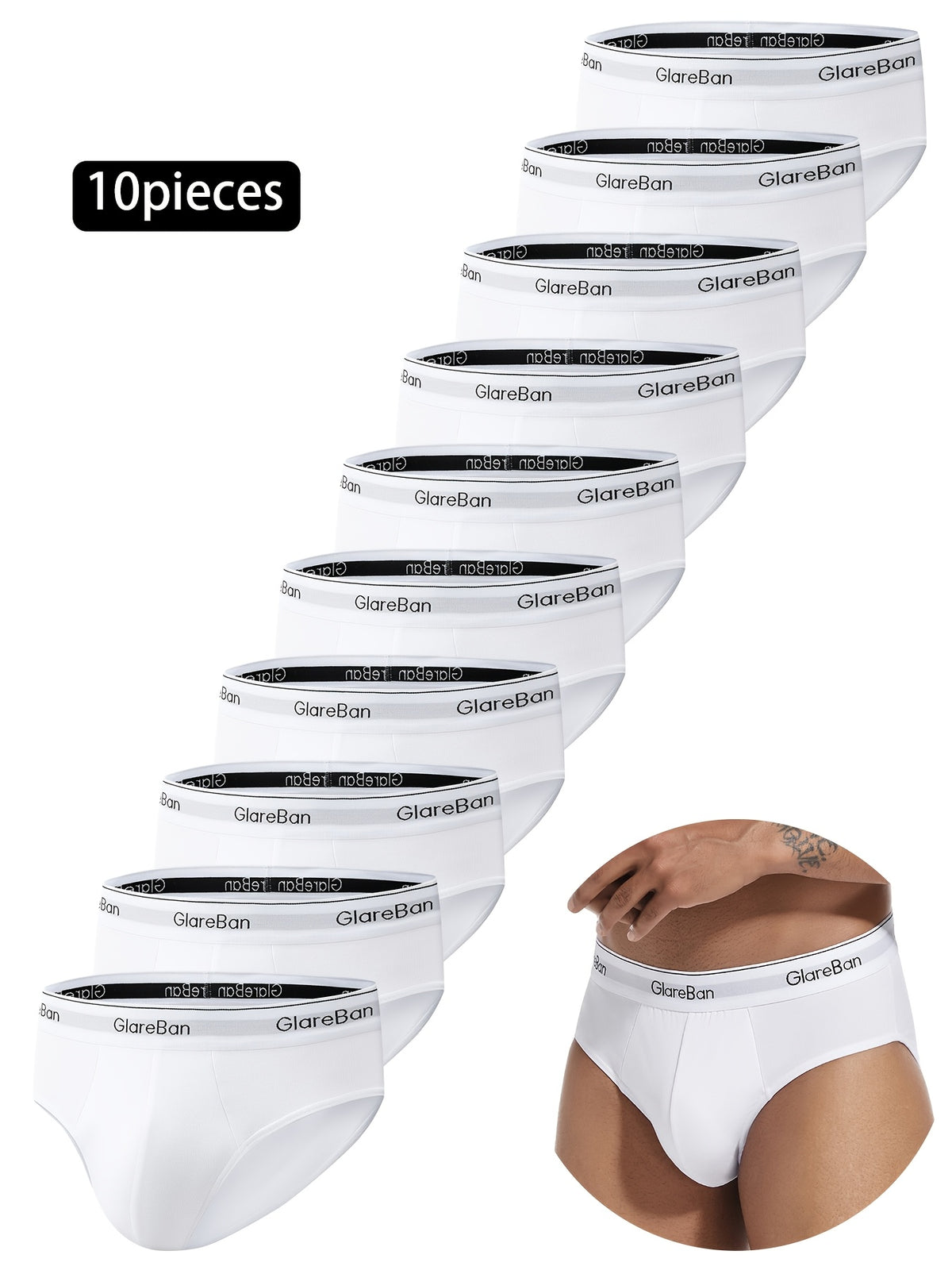 Slip coton homme — lot de 10, uni, du S au XXL