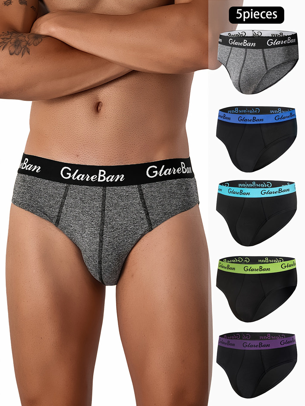 Slip microfibre homme — lot de 5, uni, assortiment E