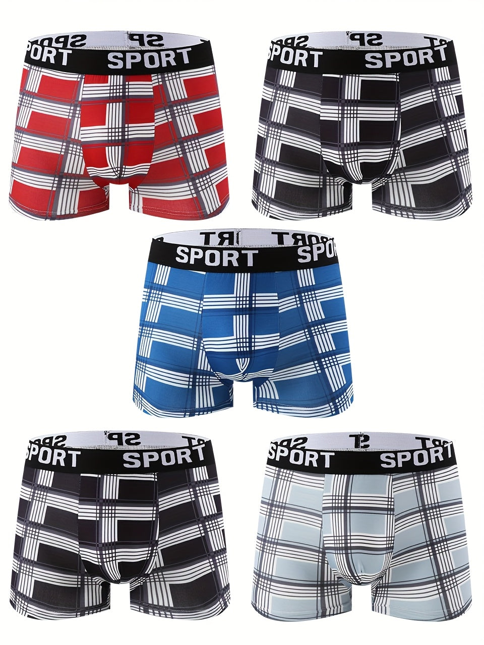 Boxer microfibre homme — lot de 5, géométrique, assortiment S, du S au XXL (modèle 2)