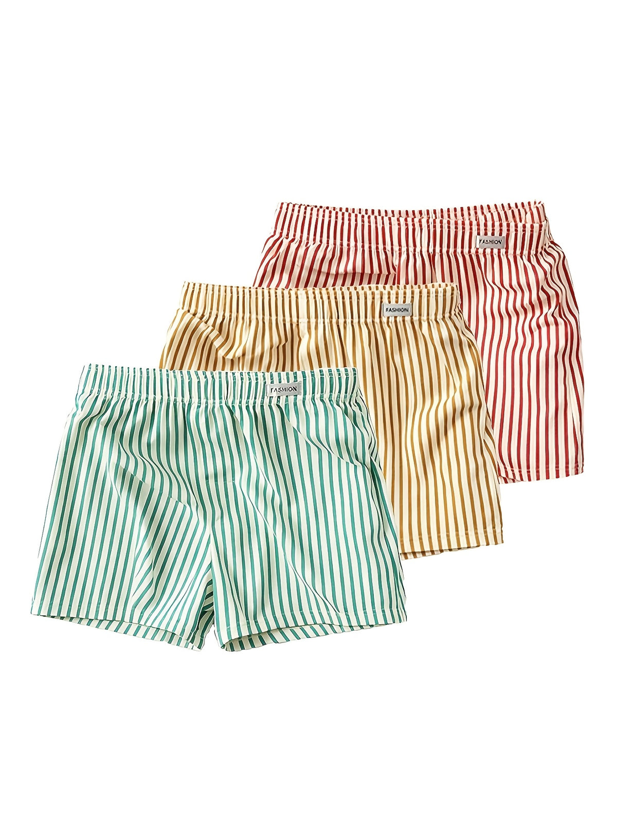 Boxer large respirant coton homme — lot de 3, rayé
