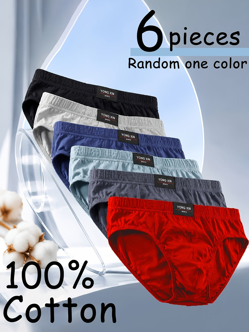Boxer de sport respirant coton homme — lot de 6, uni, du S au 3XL