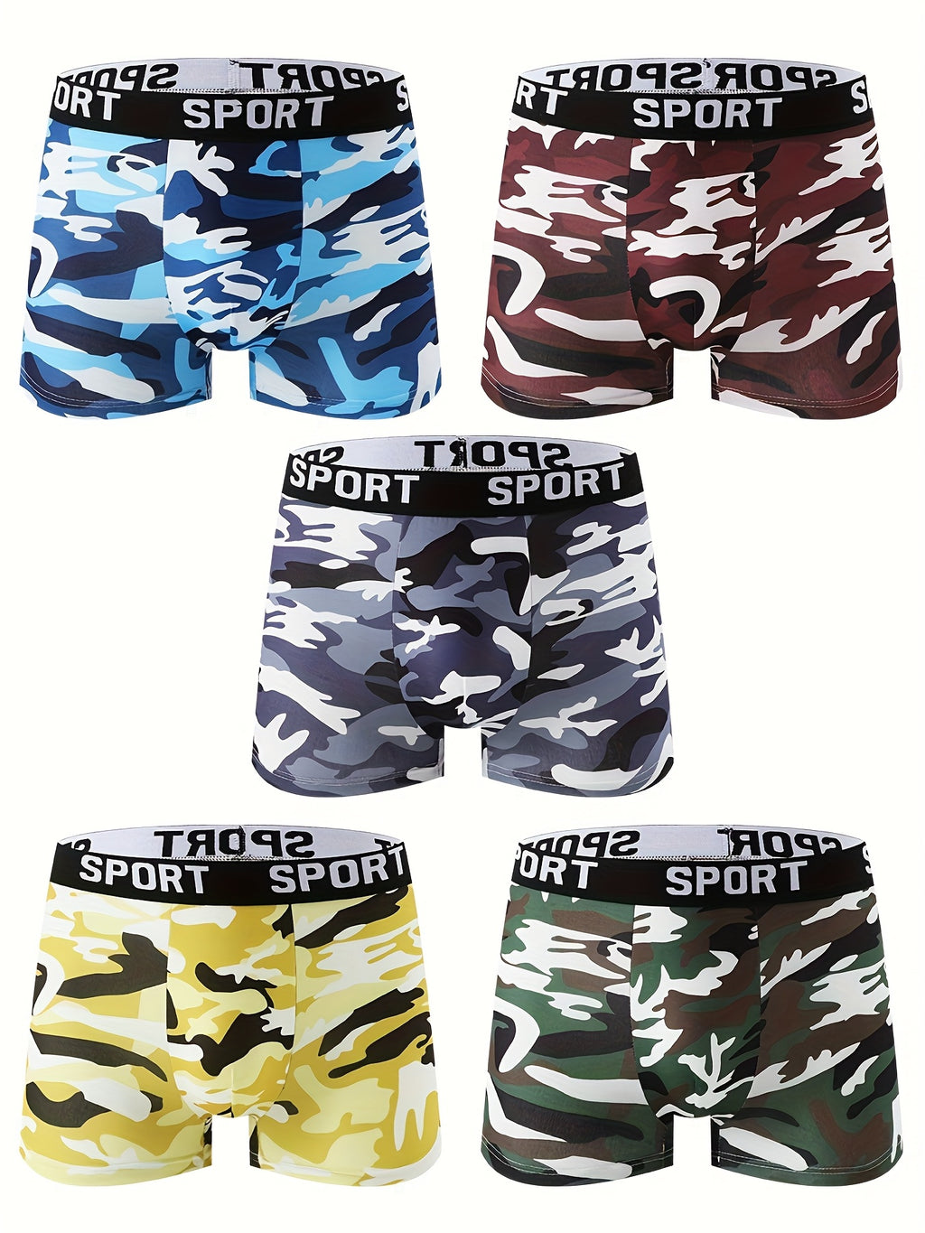 Boxer microfibre homme — lot de 5, géométrique, assortiment S, du S au XXL