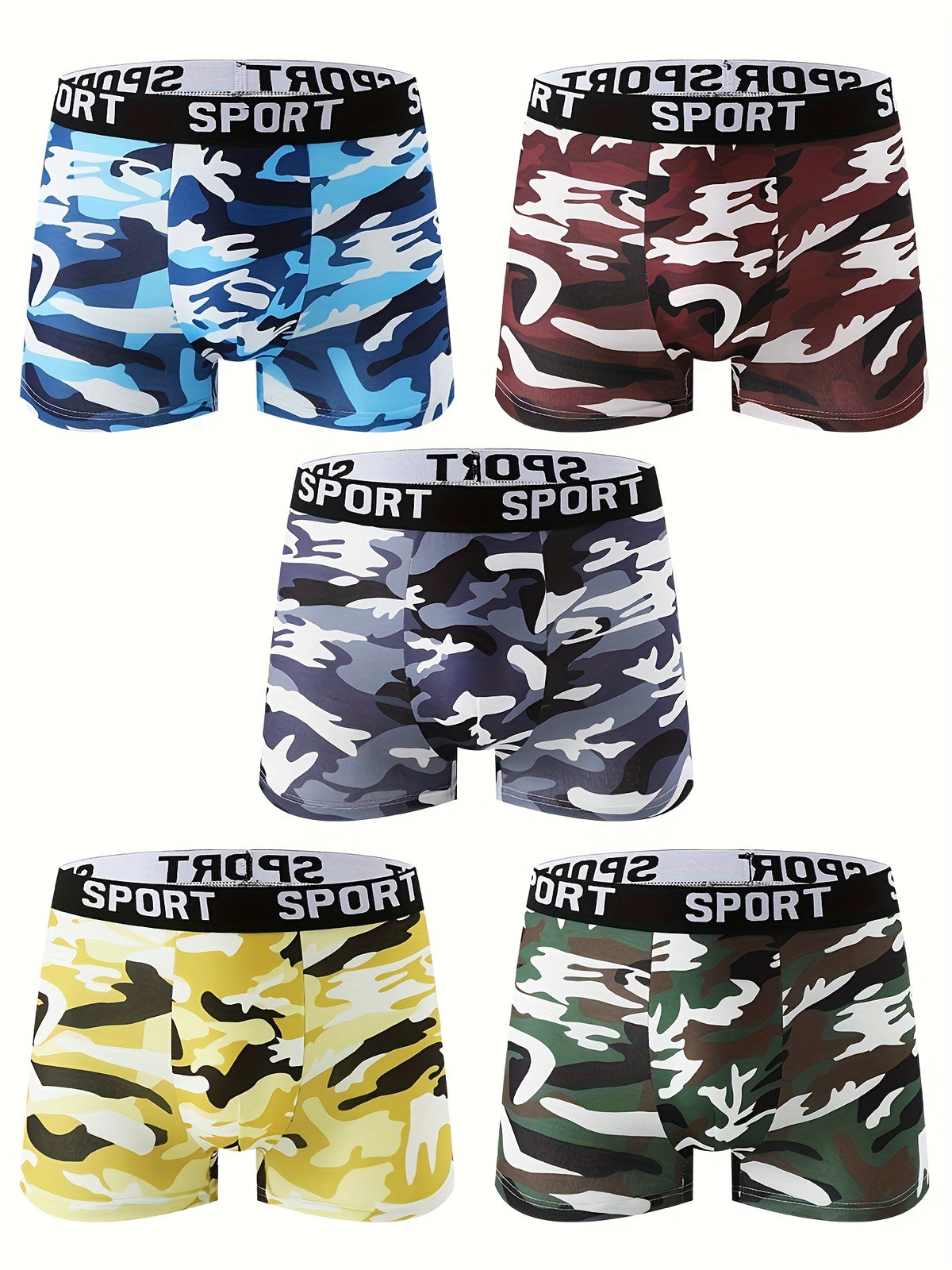 Boxer microfibre homme — lot de 5, géométrique, assortiment S, du S au XXL