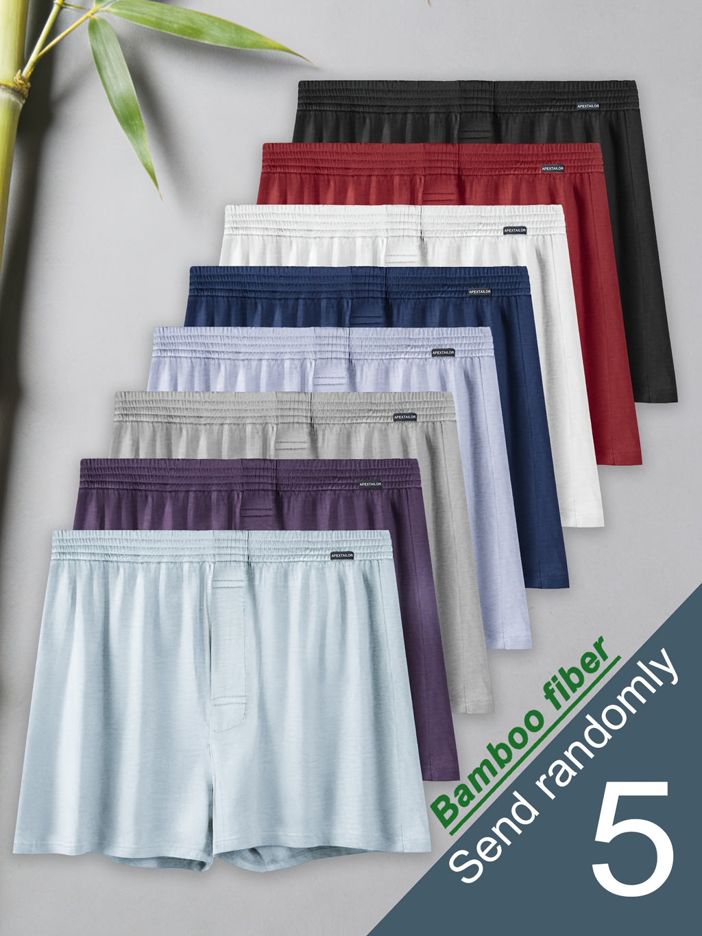Boxer respirant bambou homme — lot de 5, uni, du M au XXL