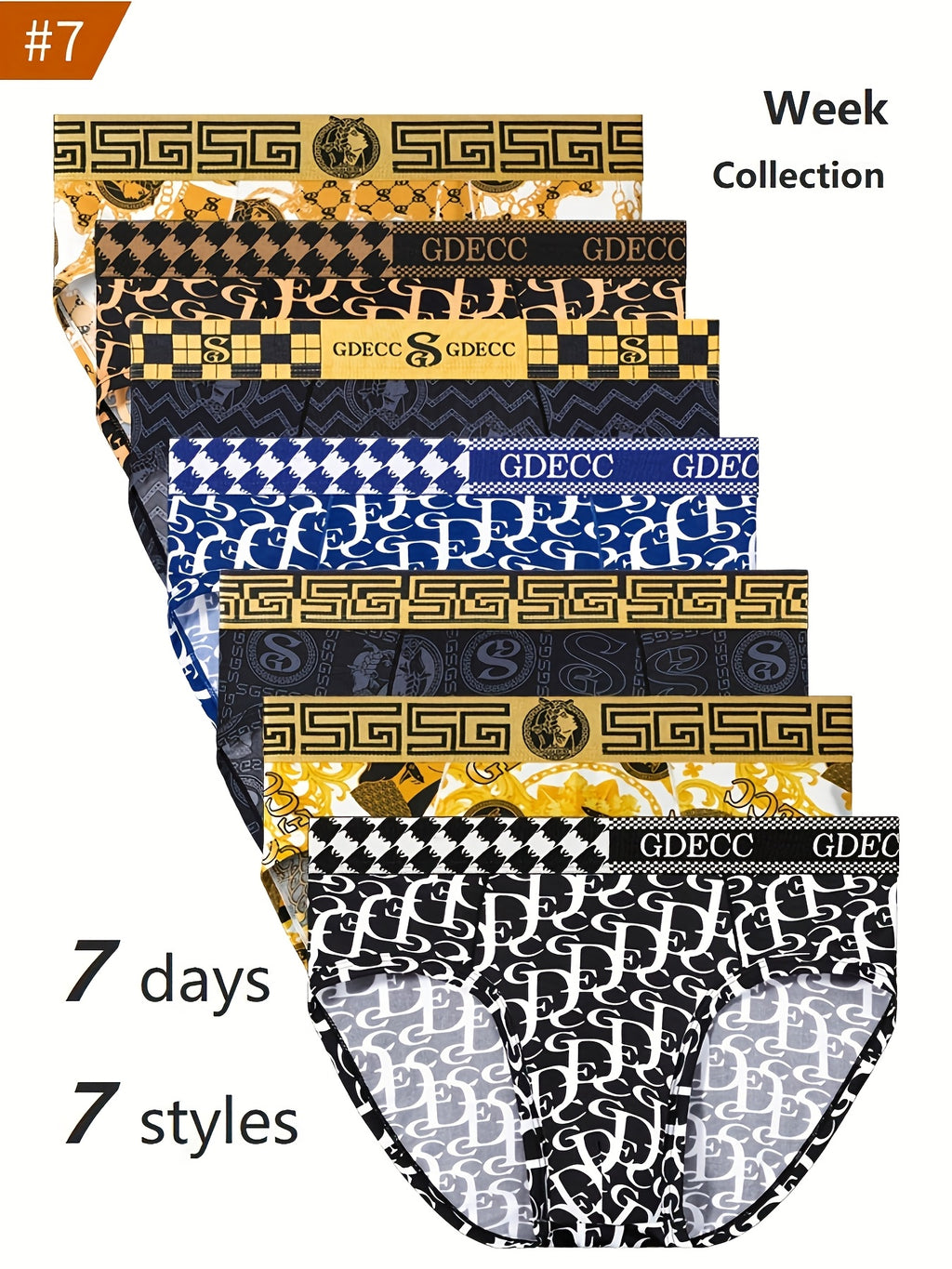 Slip imprimé microfibre homme — lot de 7, maille respirante