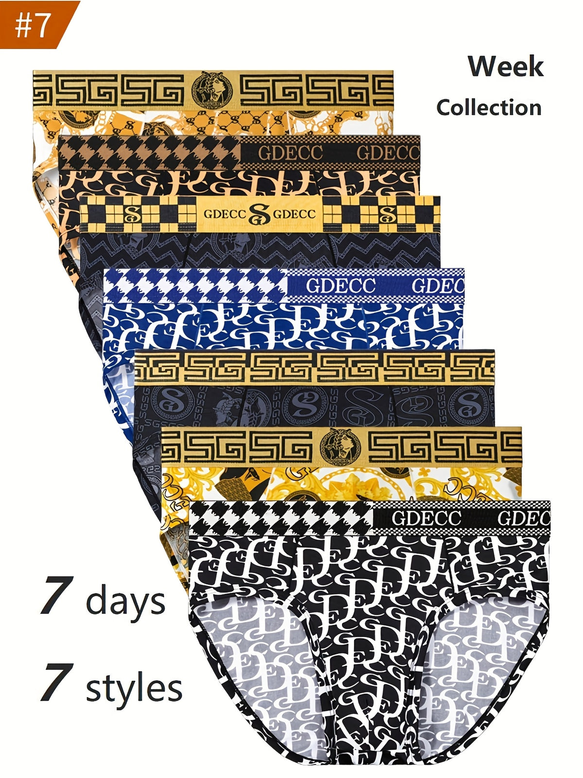 Slip imprimé microfibre homme — lot de 7, maille respirante