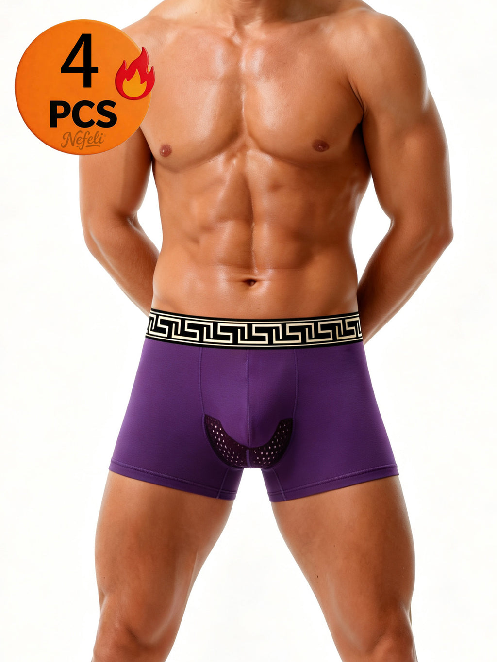Slip respirant à poche de maintien homme — lot de 4, uni — vue 9
