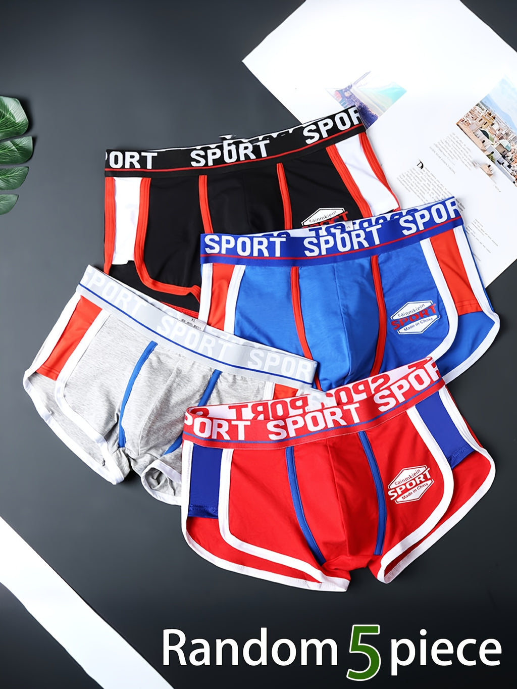 Boxer coton homme — lot de 5, uni