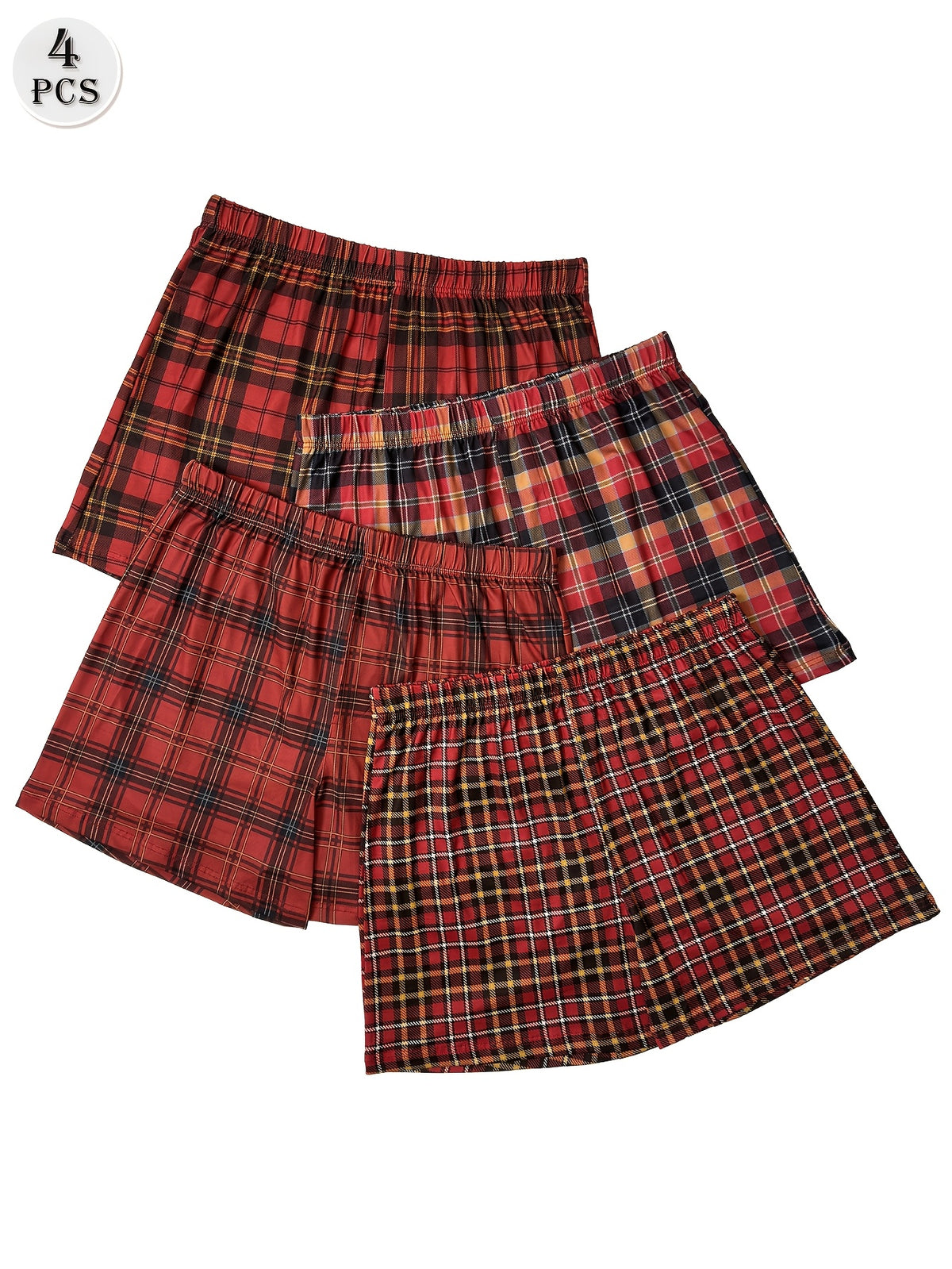 Boxer large d'intérieur microfibre homme — lot de 4, bourgogne