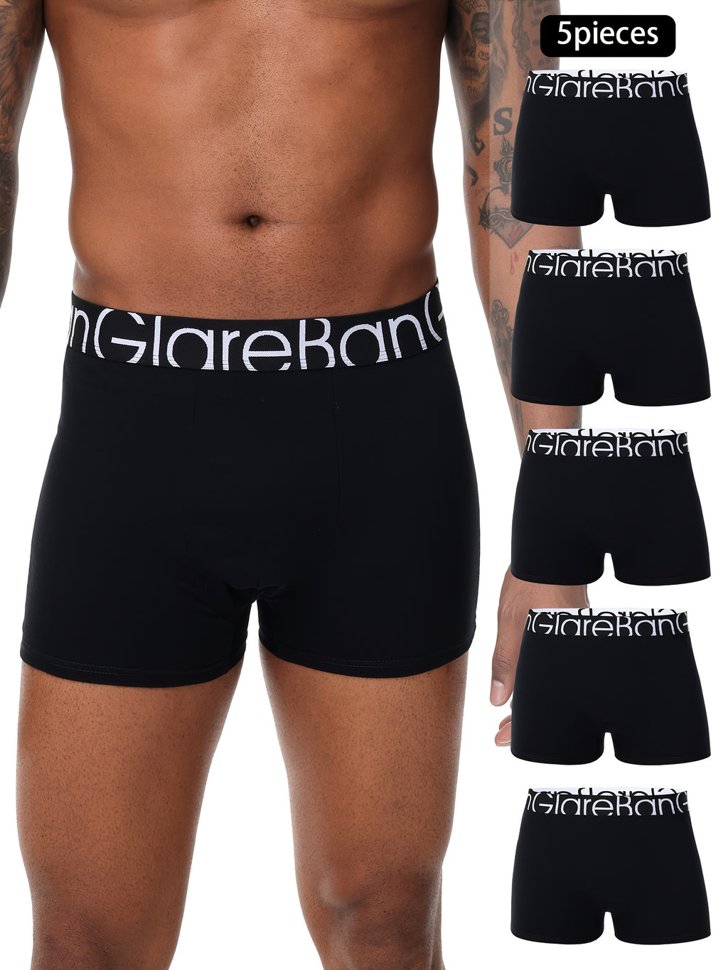 Boxer de sport coton homme — lot de 5, uni, assortiment E (modèle 3)