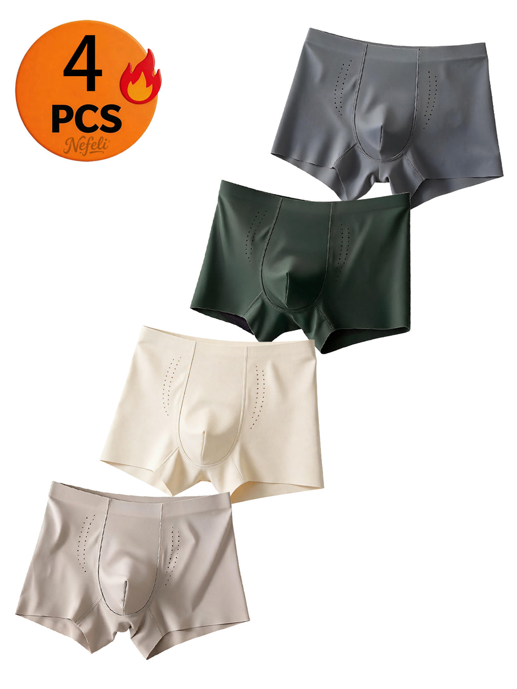 Slip sans couture respirant microfibre homme — lot de 4, uni