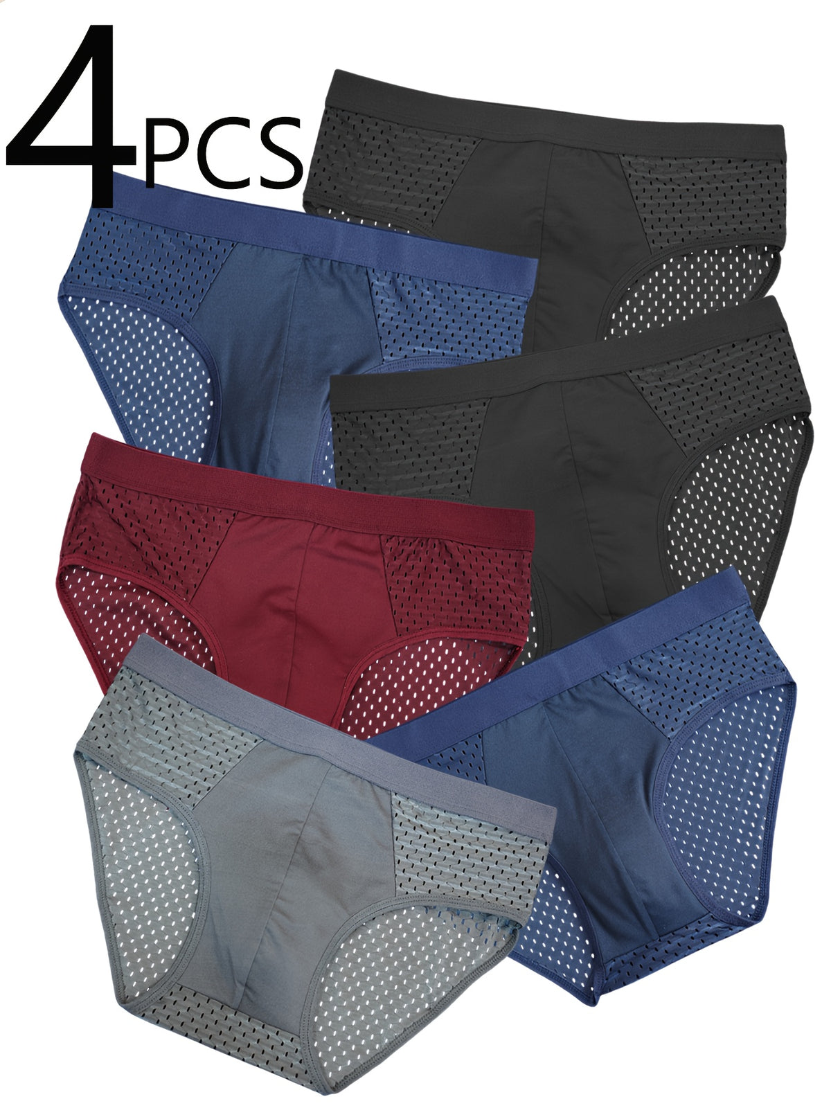 Slip respirant microfibre homme — lot de 4, uni, du XS au XL