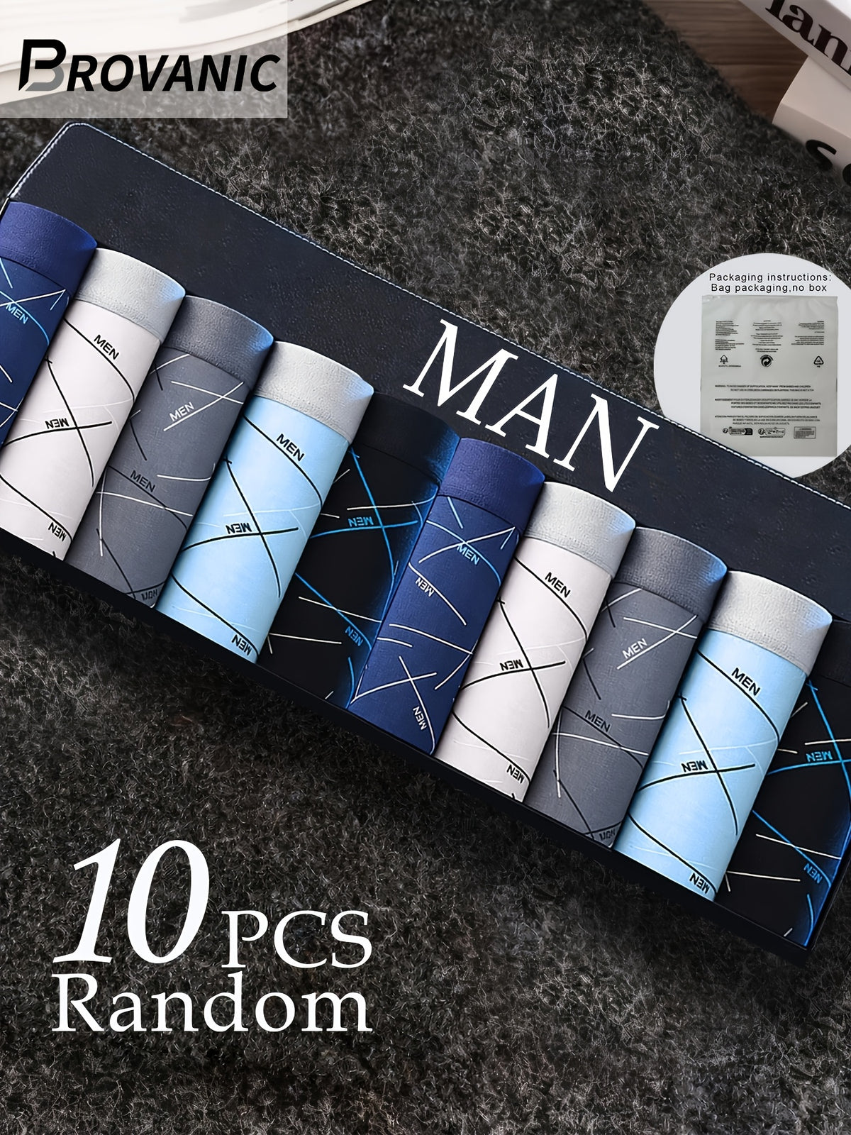 Boxer microfibre homme — lot de 10, géométrique, du XS au XL