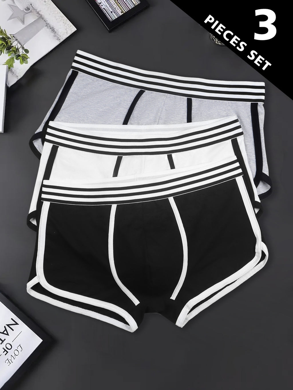 Boxer large respirant coton homme — lot de 3, uni