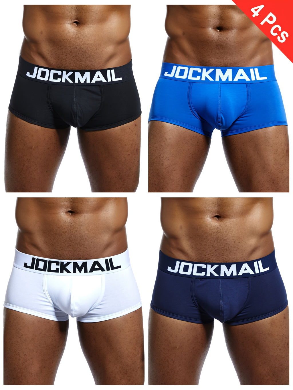 Boxer taille basse d'intérieur coton homme — lot de 4, imprimé