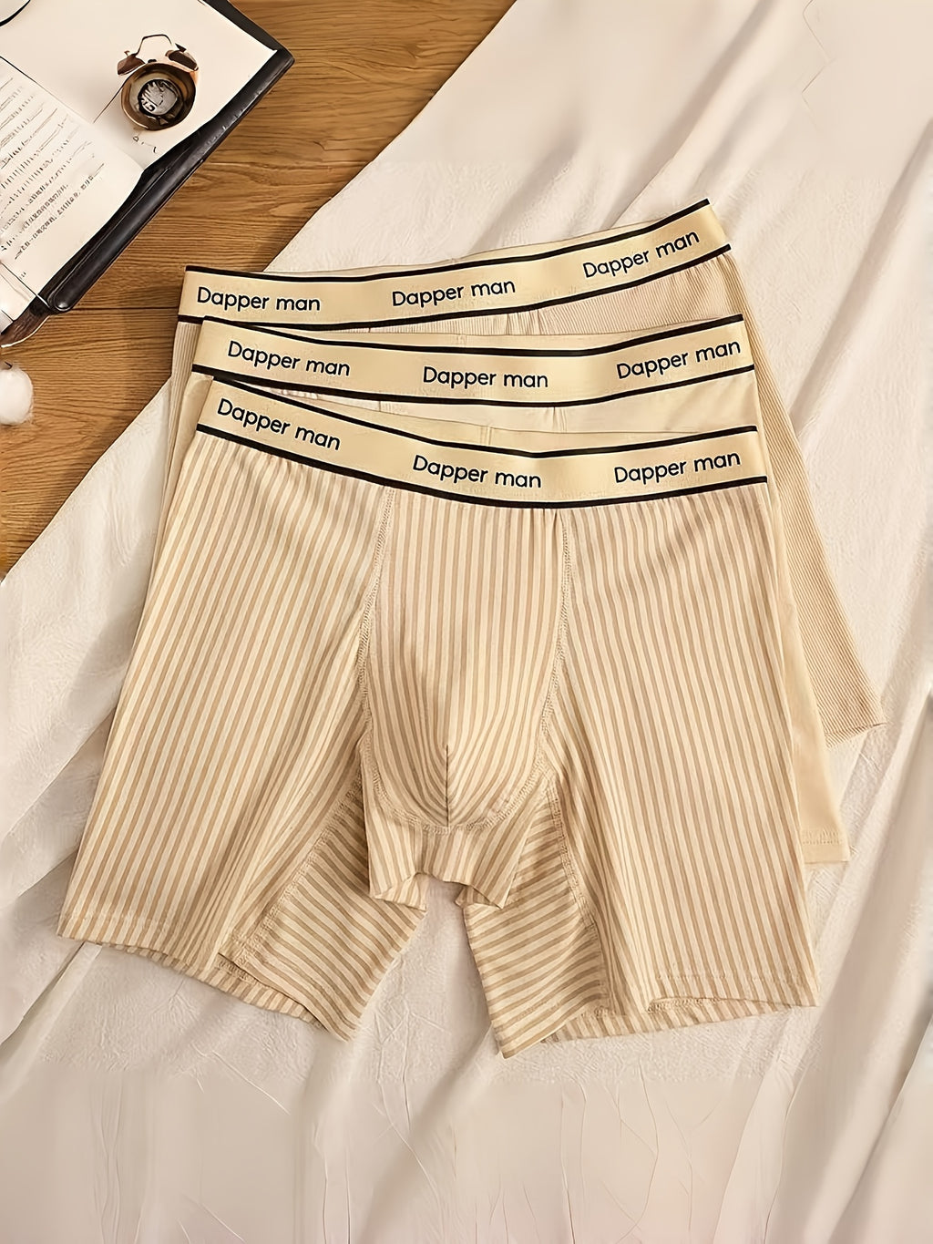 Boxer grande taille respirant coton homme — lot de 3, rayé — vue 6