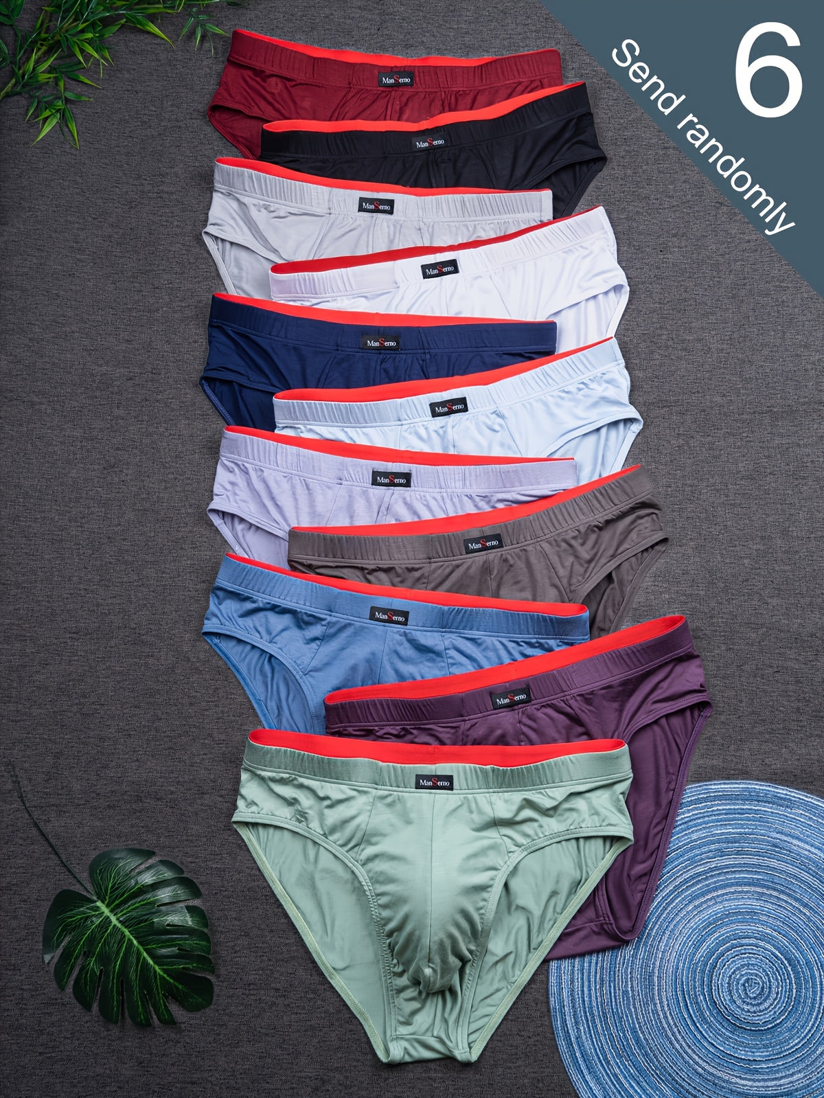 Slip respirant bambou homme — lot de 6, uni