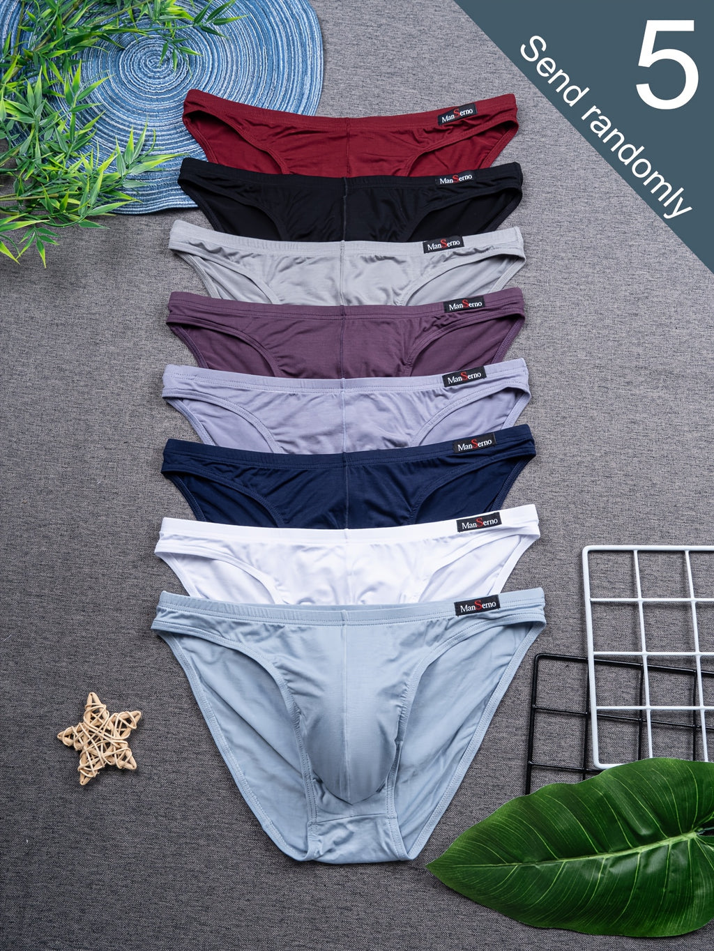 Slip respirant bambou homme — lot de 5, uni, du S au XXL