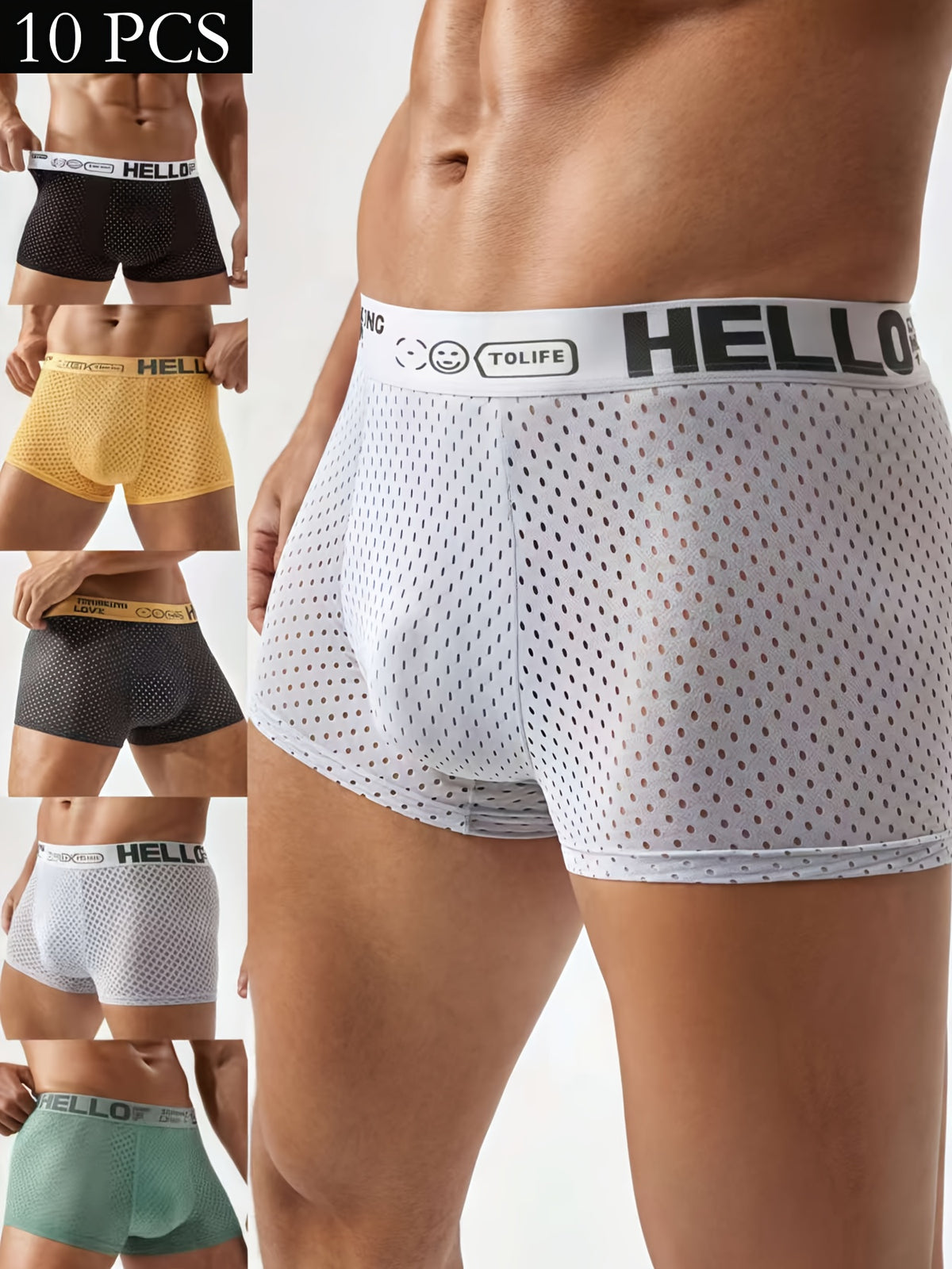 Boxer respirant microfibre homme — lot de 10, imprimé, du M au XL