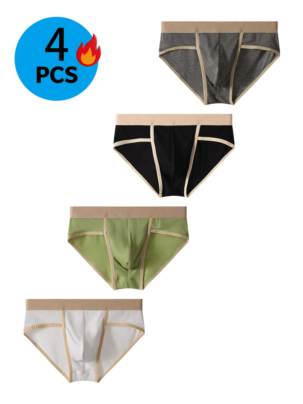 Slip de sport respirant modal homme — lot de 4, uni