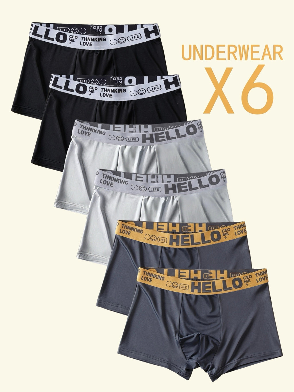 Boxer de sport séchage rapide microfibre homme — lot de 6, imprimé