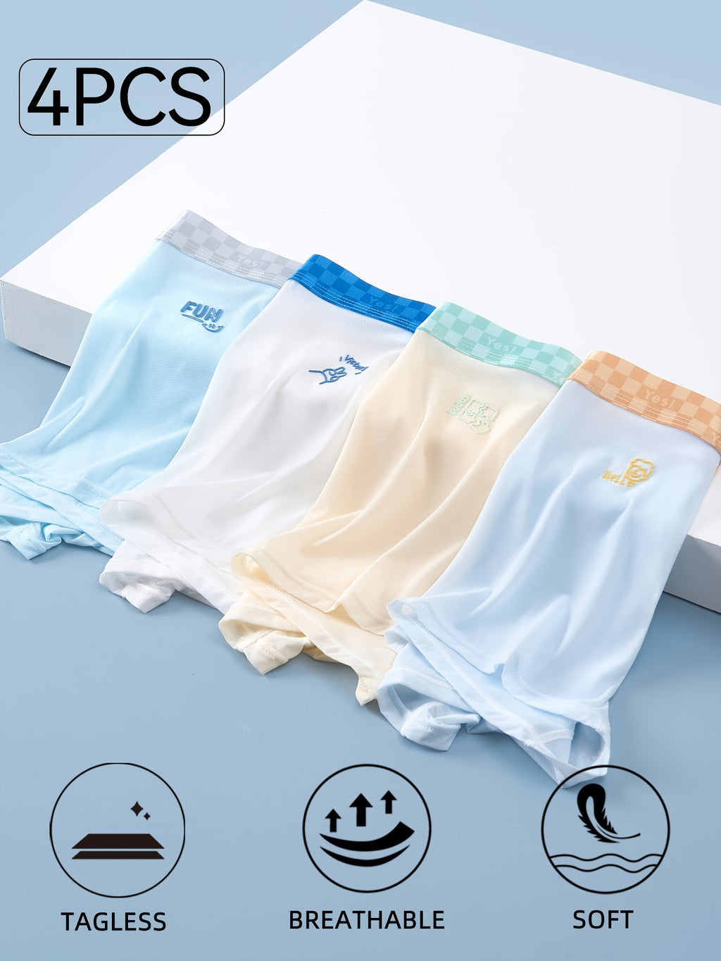 Boxer sans couture respirant microfibre homme — lot de 4