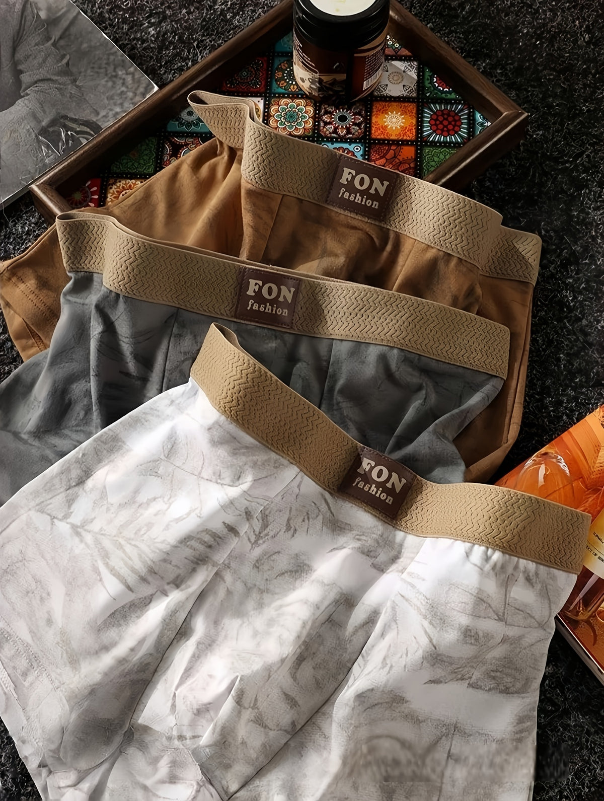 Boxer respirant coton homme — lot de 3, imprimé, assortiment S