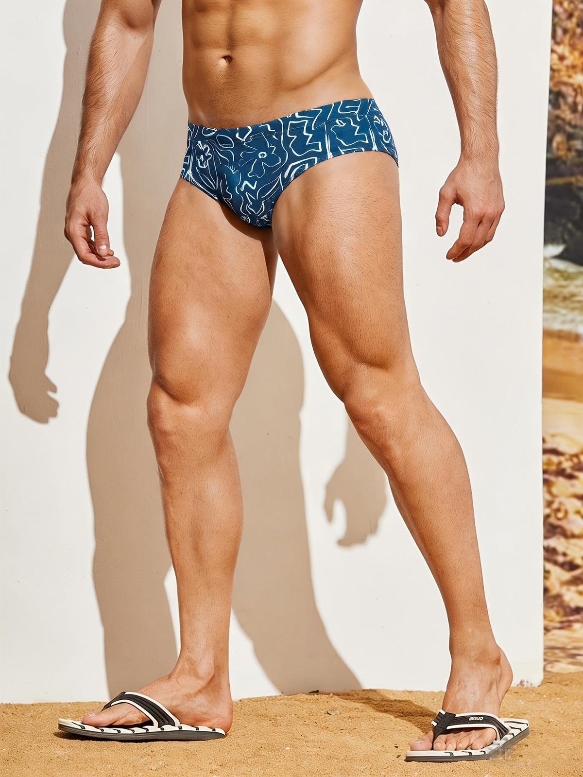 Slip moulant de sport microfibre homme, couleur marine