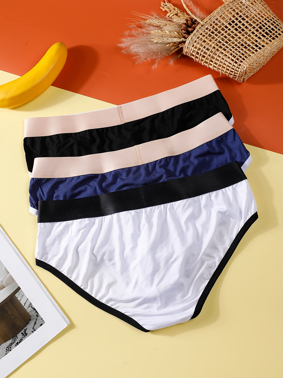 Slip d'intérieur à poche de maintien bambou homme — lot de 3, uni