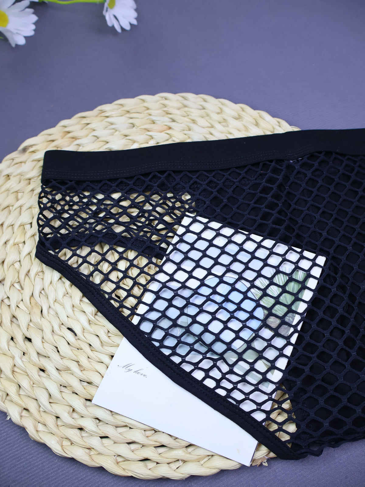 Slip à poche de maintien homme, coupe échancrée, noir, peu extensible