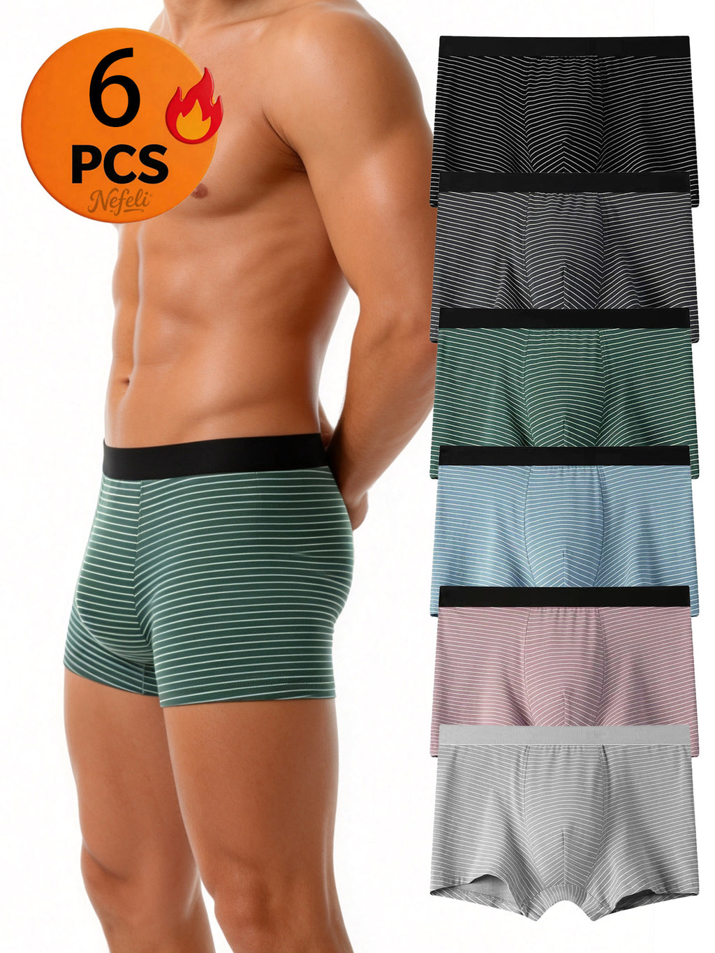 Boxer de sport respirant coton homme — lot de 6, uni, du M au XXL