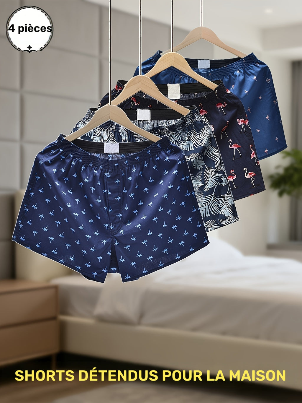 Boxer de sport d'intérieur coton homme — lot de 4, assortiment S