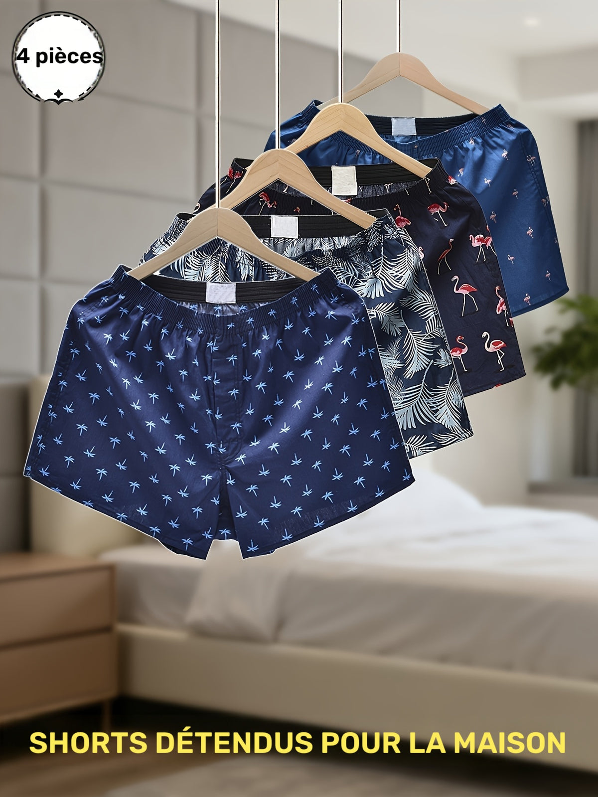 Boxer de sport d'intérieur coton homme — lot de 4, assortiment S