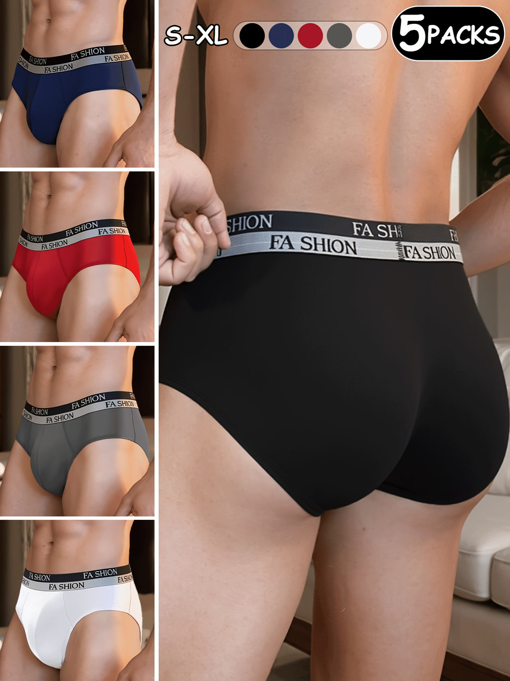 Slip de sport microfibre homme — lot de 5, lavage à la main, 5 % d'élasthanne