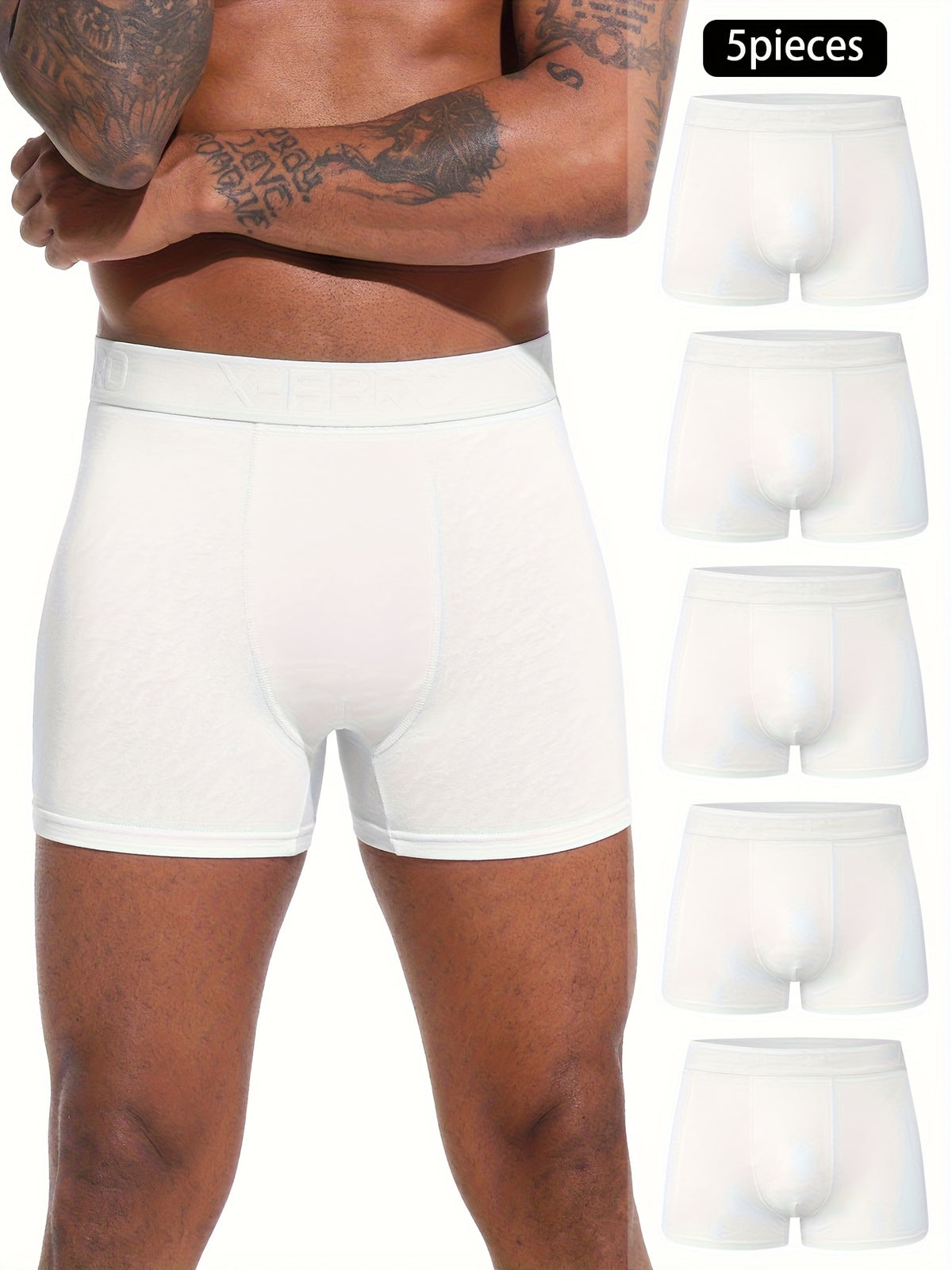 Boxer coton homme — lot de 5, blanc
